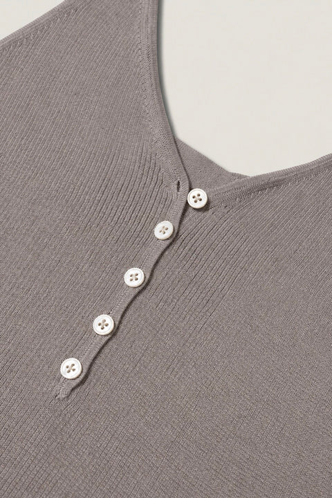 Buttoned Cotton- Silk Tank Top