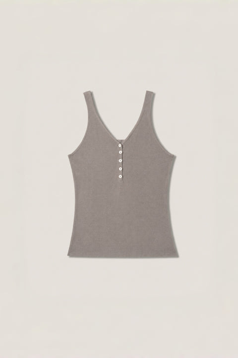 Buttoned Cotton- Silk Tank Top