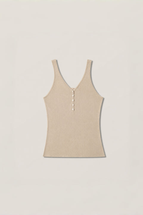 Buttoned Cotton- Silk Tank Top