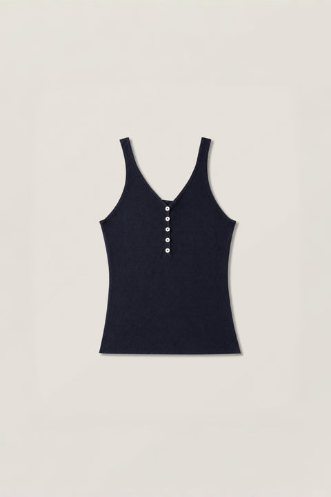 Buttoned Cotton- Silk Tank Top