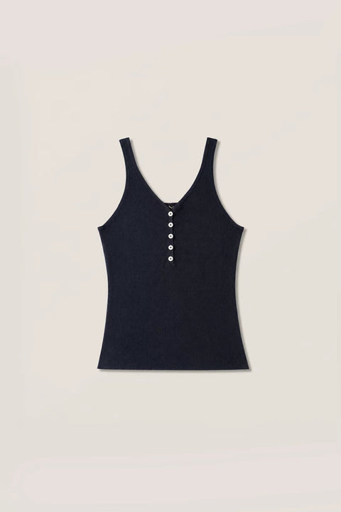 Buttoned Cotton-Silk Tank Top