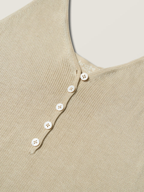 Buttoned Cotton-Silk Tank Top
