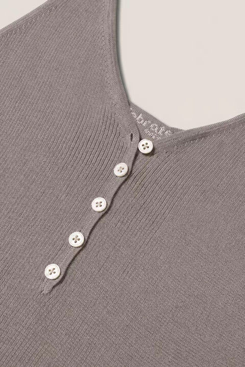 Buttoned Cotton-Silk Tank Top
