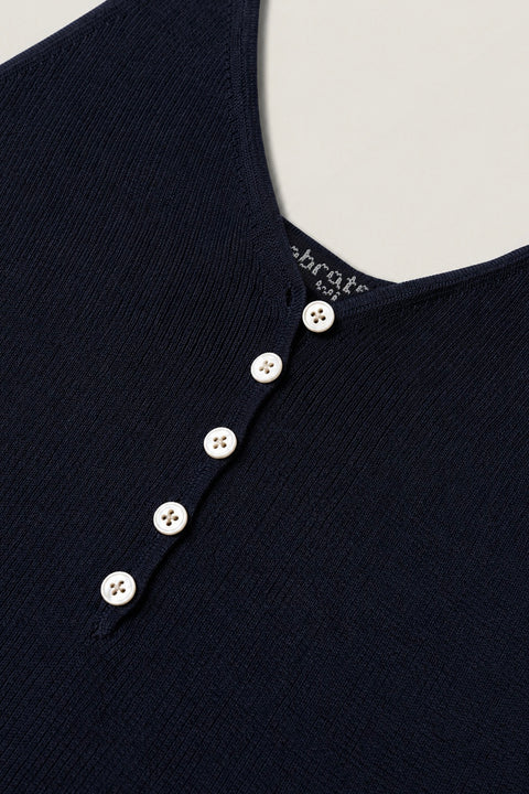 Buttoned Cotton-Silk Tank Top
