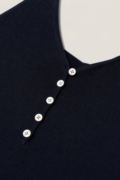 Buttoned Cotton- Silk Tank Top