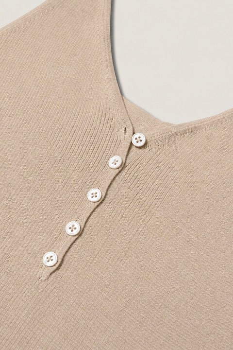Buttoned Cotton- Silk Tank Top