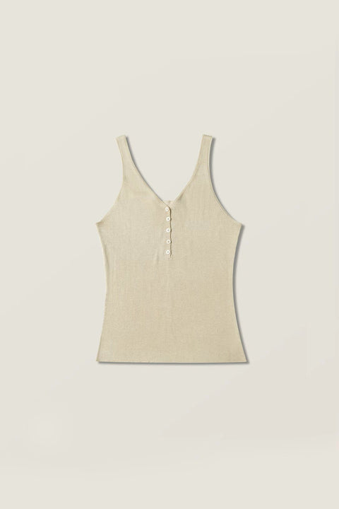 Buttoned Cotton-Silk Tank Top