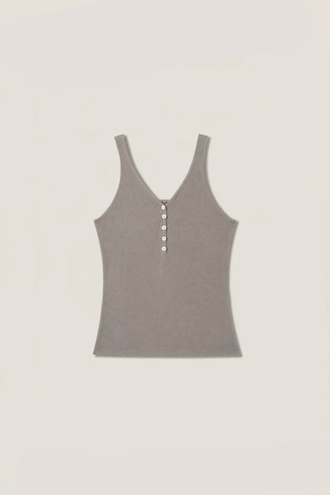 Buttoned Cotton-Silk Tank Top